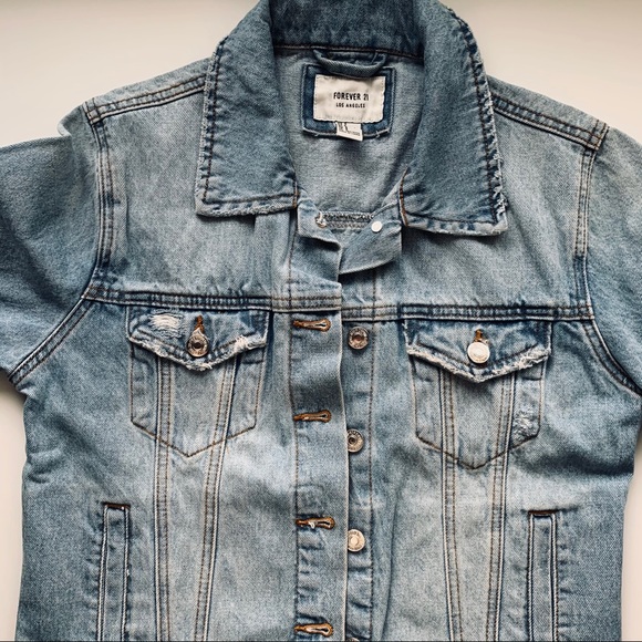 Forever21 Light Blue Distressed Jean Jacket - Picture 2 of 7